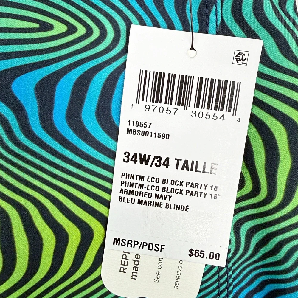 Hurley Phantom Eco Board Shorts Size 34 - TALL Mens Swirl Party NEW